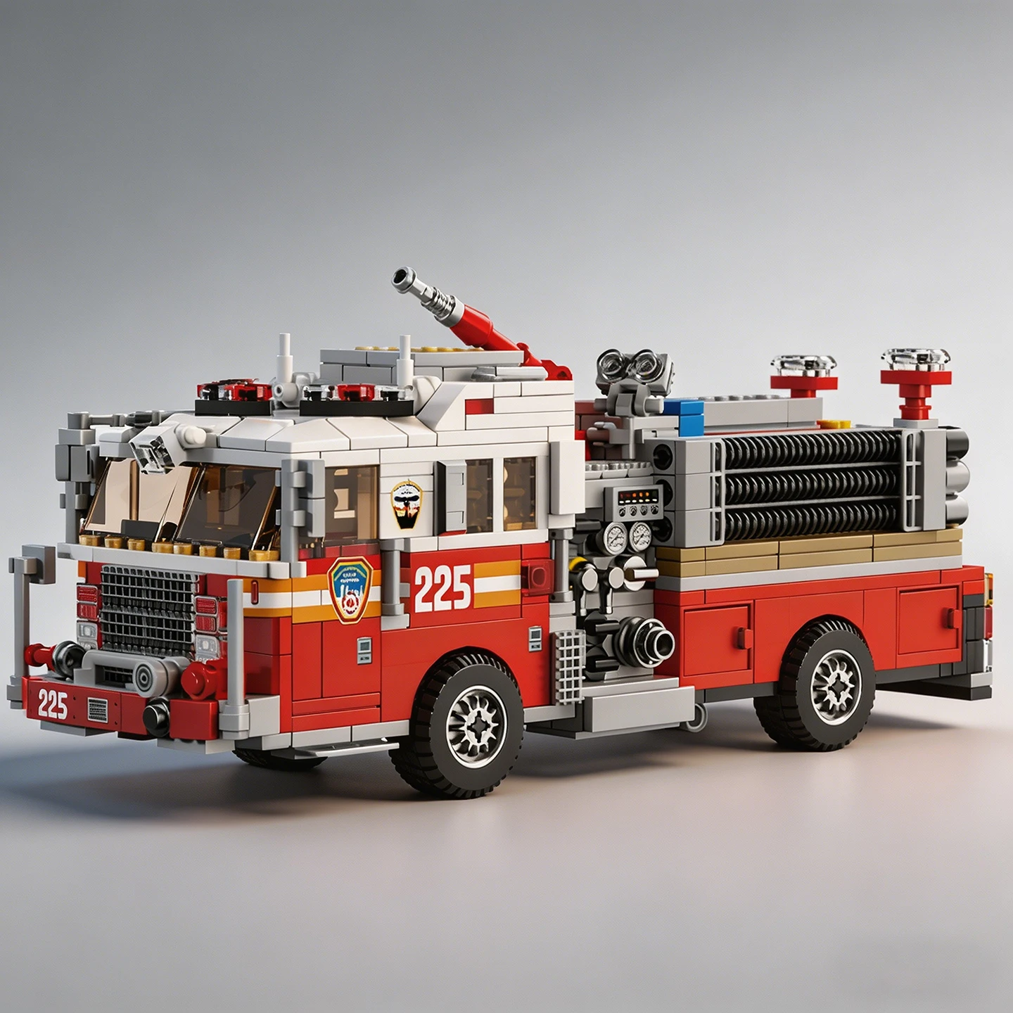 

American Fire Truck Fire Department Urban Series Rescue Team Vehicle Assembly Model Building Blocks Boy Toy Cloud Ladder Truck