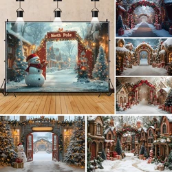 Winter North Pole Photography Backgrounds Cold Winter Christmas Party Santa Claus Home Decoration Backdrop Photo Studio Banners