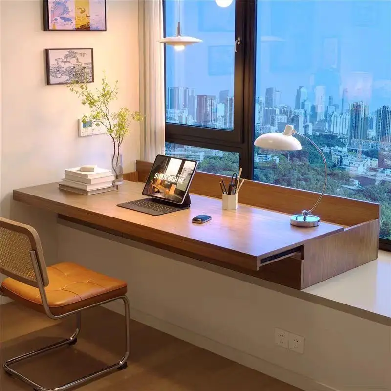 DSA bay window all solid wood desk pull telescopic desktop bedroom window sill study computer desk with drawers locker