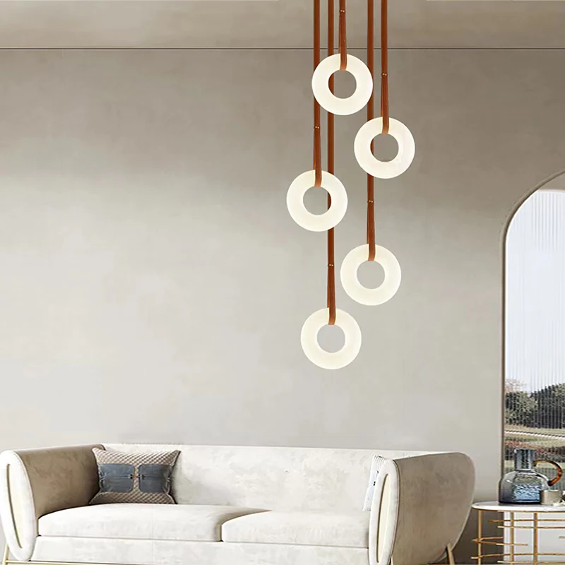 Imagem -02 - Lustre Nova Tendência Conduziu a Iluminação de Cobre Mármore Natural Suspensão Lâmpada Pendurada Minimalista Luxo Luminárias para Sala Estar