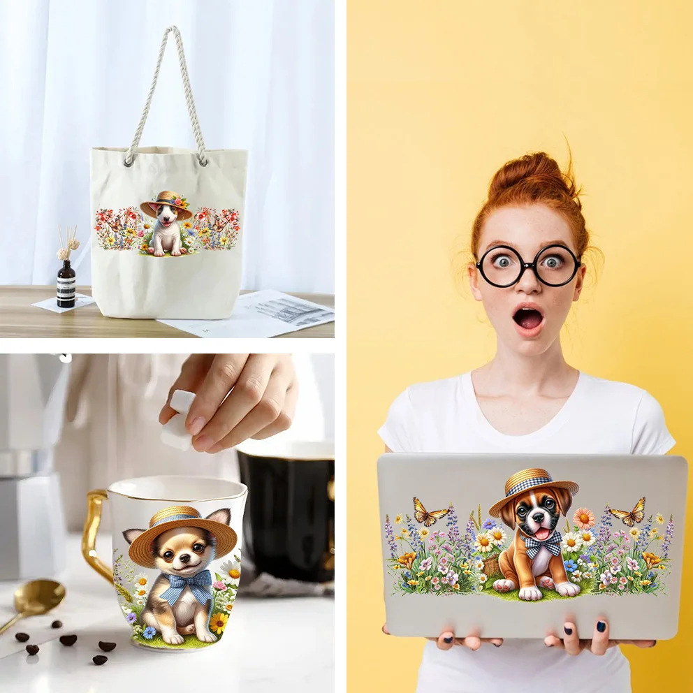 New Cute dog series easy peel waterproof DIY Decals Retro Beauty 3D transfers uvdtf crystal sticker 16oz uv dtf cup wraps