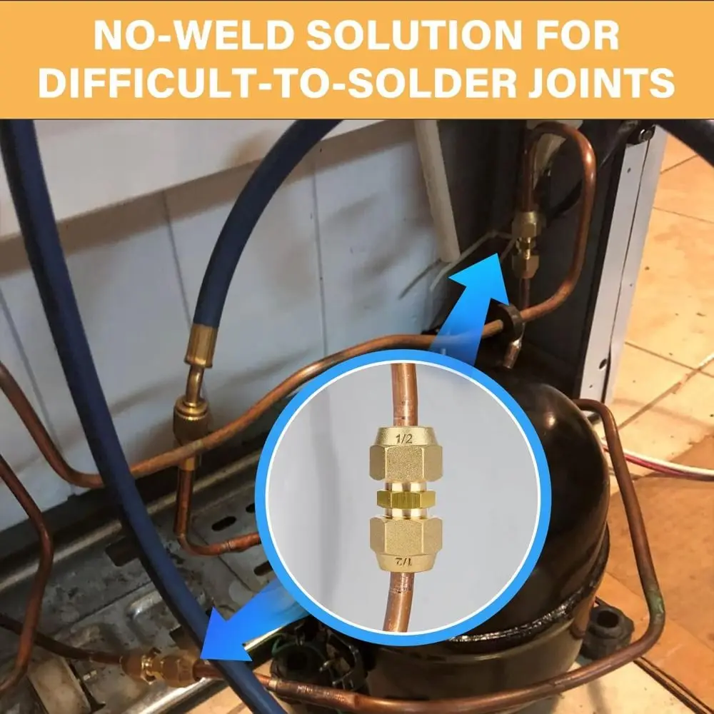 

Straight Pipe Extension Joint 1/2" 1/4" 3/8" With Flare Nuts Pipe Coupling Adapters Flare Connecting