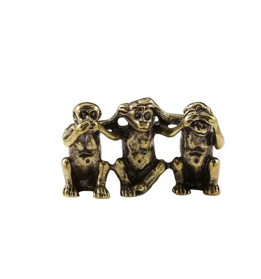 Antique Collection Brass Three No Monkeys Don't Speak, Don't Listen, Don't Look, Imitation Bronze Monkeys Creative Crafts Small