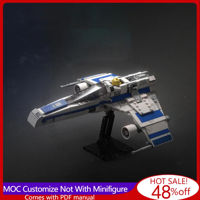 

629 деталей Star Battle PiXEL-DANs - 75364 Модификации E-Wing, включая подставку для демонстрации, MOC, модульная сборка, DIY, игрушка для мальчиков, подарок на праздник