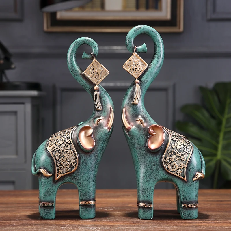 Imagem -06 - Sorte Elefante Resina Enfeites Riqueza Europeia Casa Sala de Estar Figurinhas de Mesa Artesanato Escritório Desktop Decoração Decoração