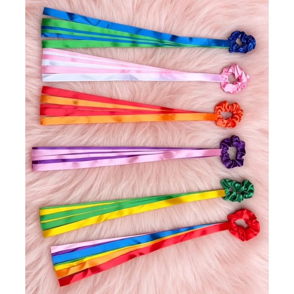 Tanz-Accessoires Polyester Gymnastik Langes Band Elastisches Regenbogenband Stirnband Mehrfarbige Handgelenkbänder Cheerleading – Detail 3