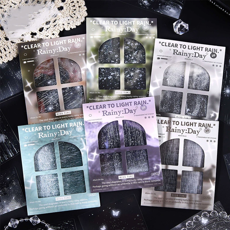 Today's Rain Series Vintage Rain Landscape PET Sticker Creative DIY Journal Material Collage Scrapbook Stationery