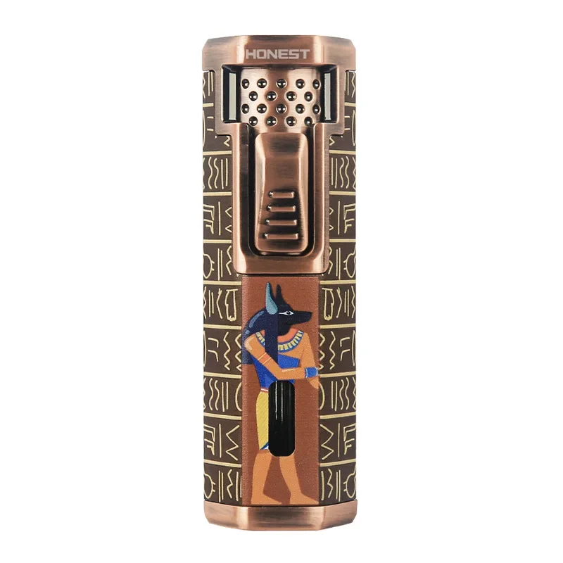 

HONEST Retro Butane Torch Lighters Outdoor Windproof Blue Flame Full Metal Material Scalable Spray Port High end Cigar Lighter