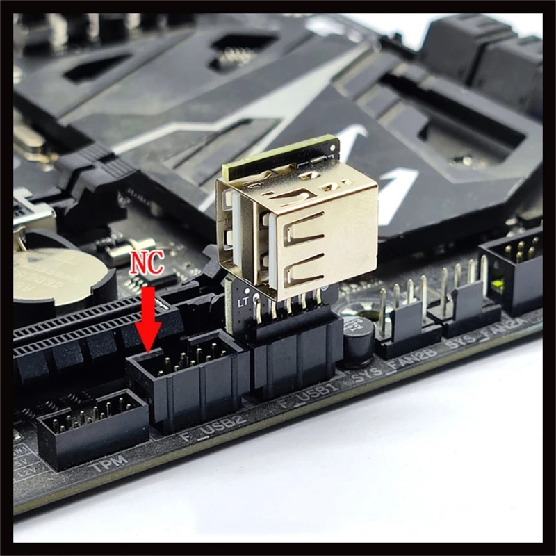 USB 2.0 마더 보드 헤더-USB 어댑터 커넥터, 무선 마우스용 9 핀 암 컨버터, USB2.0 A