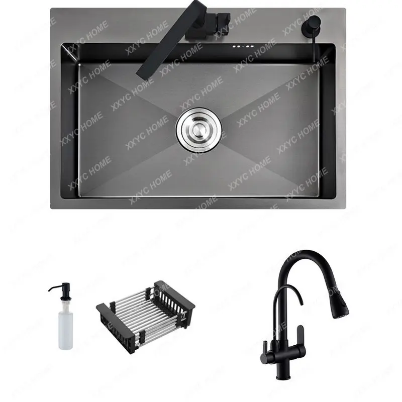 

Bowel Kitchen Sink with Purification Water Faucet Above Counter Vegetable Washing Basin Sink Stainless Steel