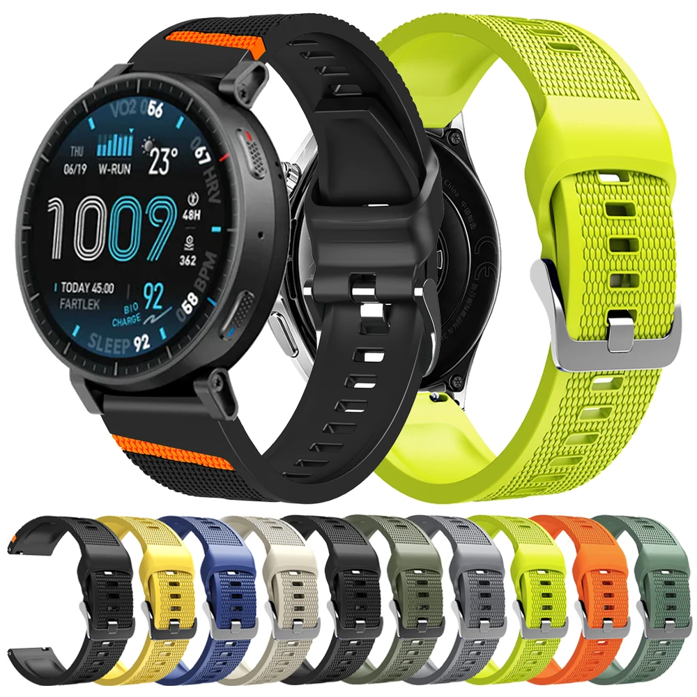 22mm Silicone Smartwatch Strap For Huami Amazfit Active Max 48mm Sport Wristband for BALANCE 2 3 BIP Max BIP6 5 GTR 4 3 Bracelet