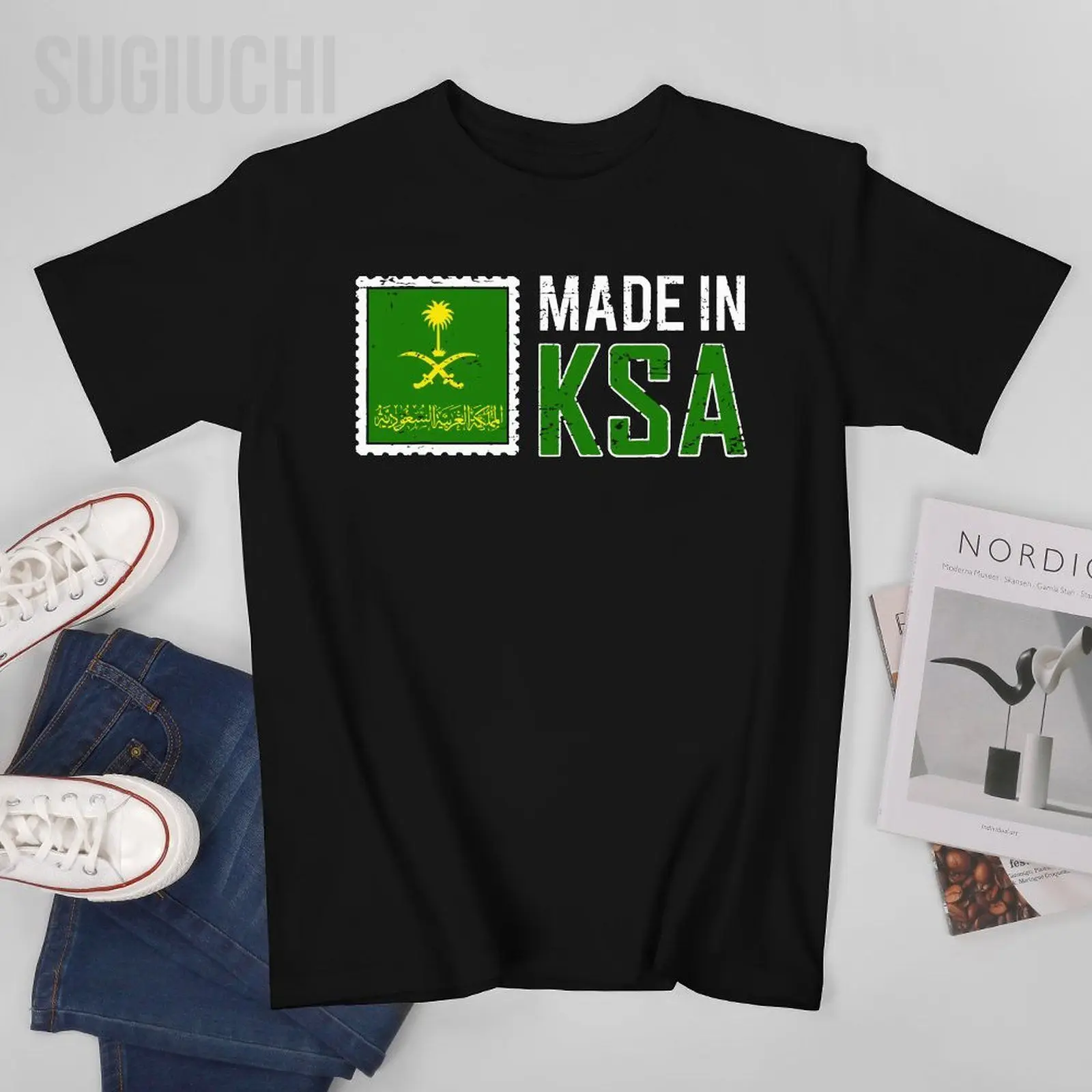 Men Short T-Shirt Made in KSA Saudi Arabia Tshirt Tees O-neck T Shirts Women Boys 100% Cotton Unisex All Seasons