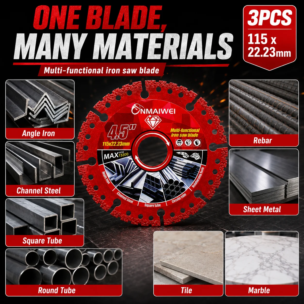 3PCS Diamond Saw Blade Set for - огляд і ціна Angle Grinder 4.5