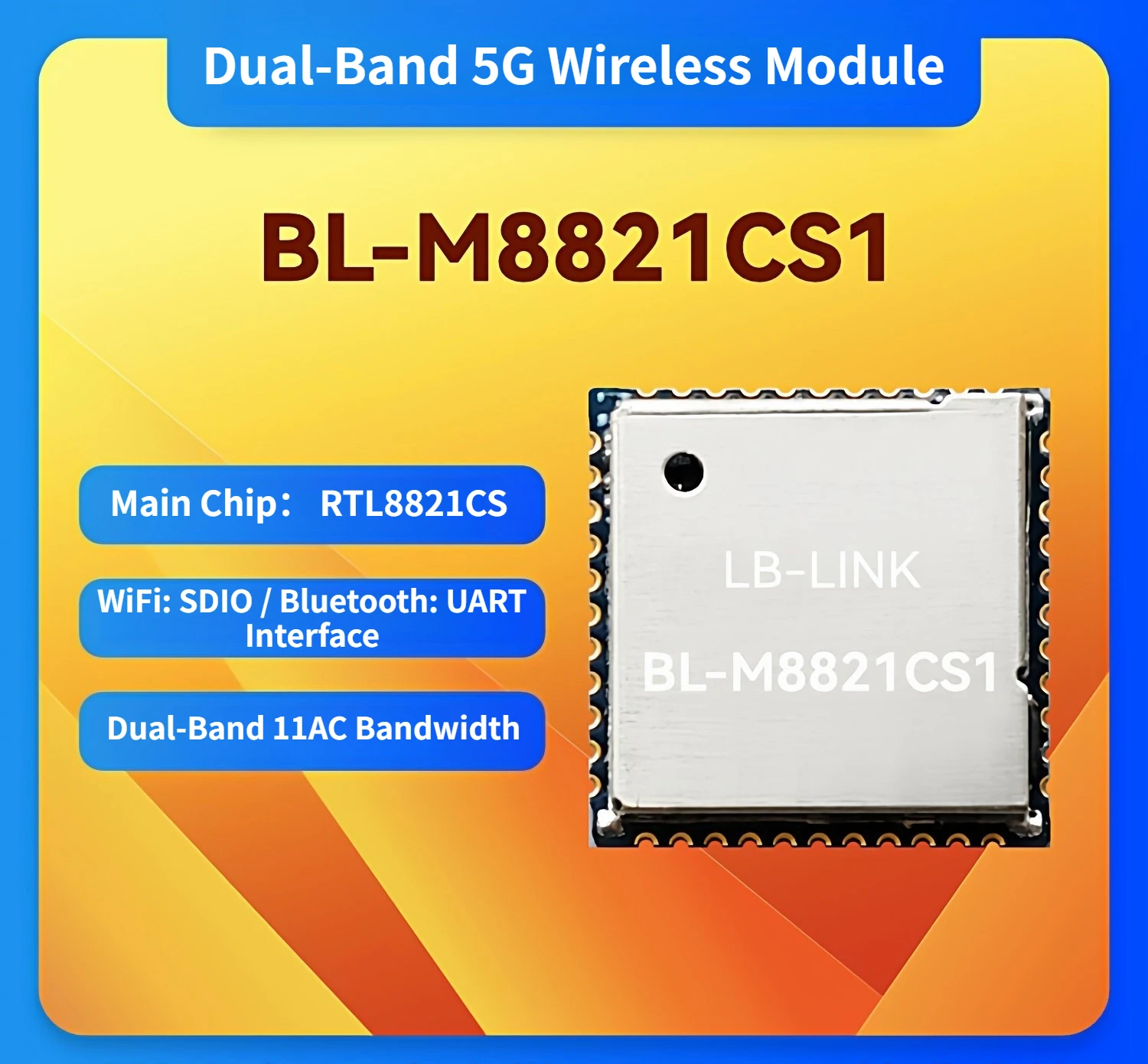 BL-M8821CS1 Dual Band 5G WiFi Bluetooth Module, RTL8821CS Chip, 802.11ac 433Mbps, for POS/Drone/Android Linux Windows