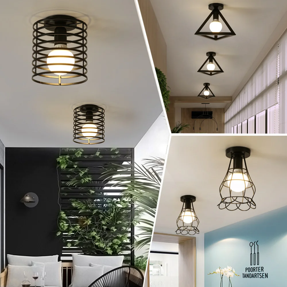 

Retro Ceiling Chandelier for Industrial Lighting E27 Base Creative Ceiling Light Vintage Iron Corridor Aisle Ceiling Lamp