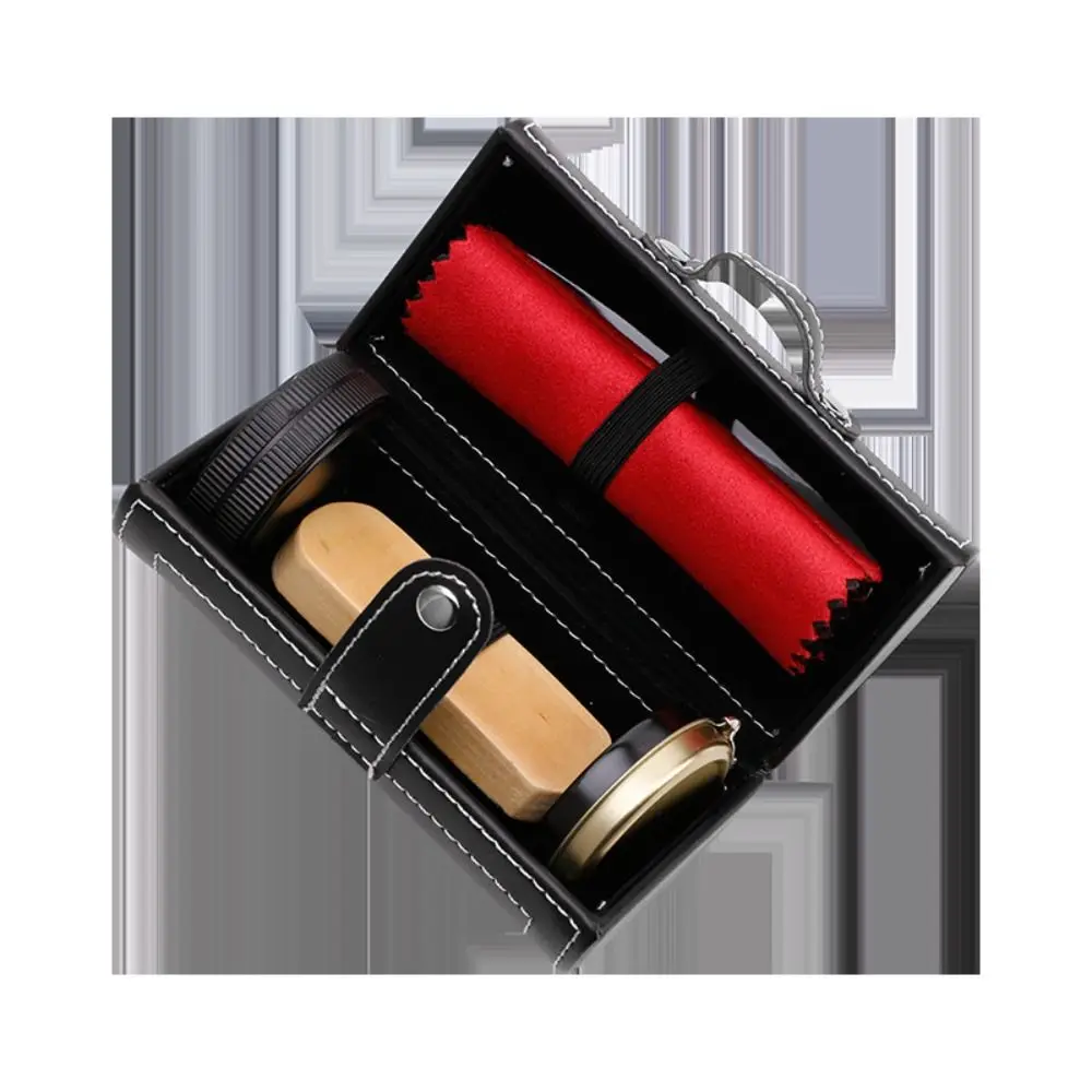 Portable Barrel Set Shoe Shine Kit Black Shoe Polish Stain Removal Leather Shoe Polish Set Shoe Care Tools Universal Application