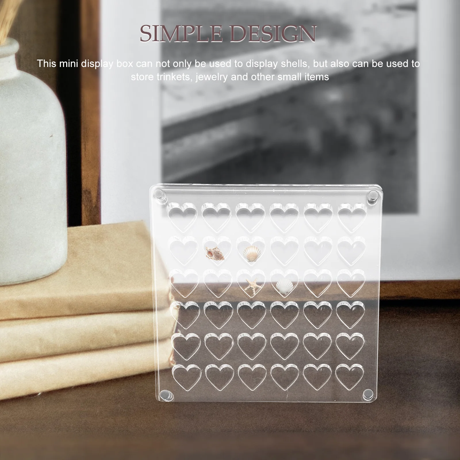

1pcs Seashell Storage Box Clear Acrylic Mini Display Case For Shells Jewelry Multi Grid Specimen Holder Transparent Organizing