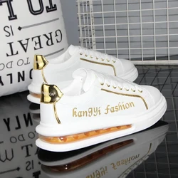 Luxury Brand Design Air Cushion Woman Shoes Korea Fashion Letter Printing White Leather Couple Board-shoe Sneakers Tennis Female