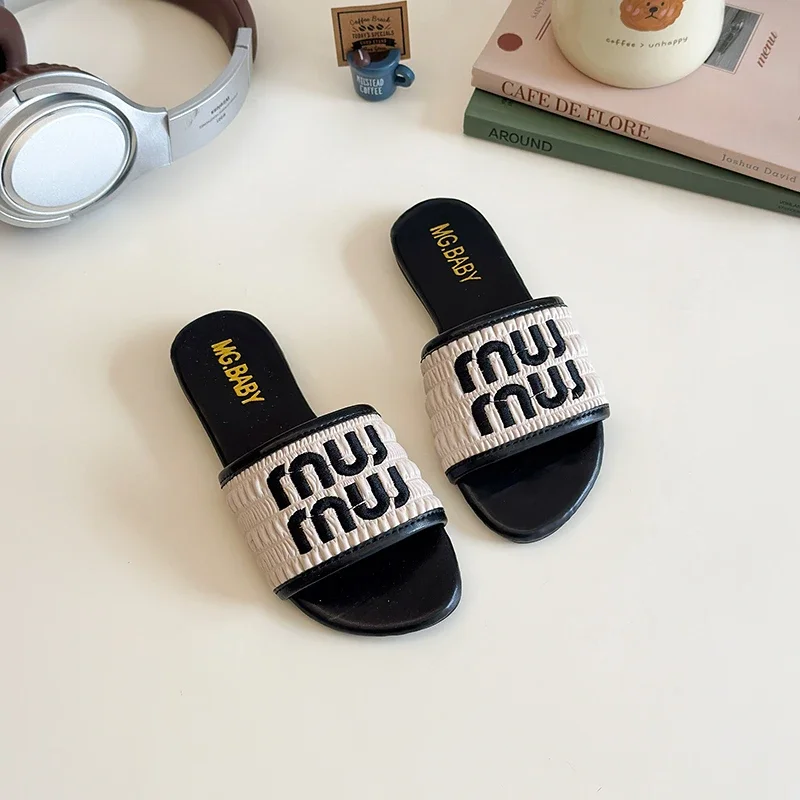 

Тапочки для девочек, новые летние пляжные повседневные износостойкие непромокаемые детские пляжные тапочки на плоской подошве в стиле ретро для отдыха, Mujer De Zapatillas