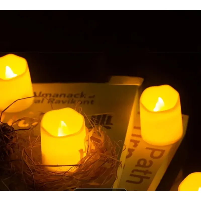 Confezione da 24 luci da tè a LED senza fiamma, alimentate a batteria, PP lucido, bianco caldo, adatte per la casa, Natale, Halloween, Pasqua, Ramadan