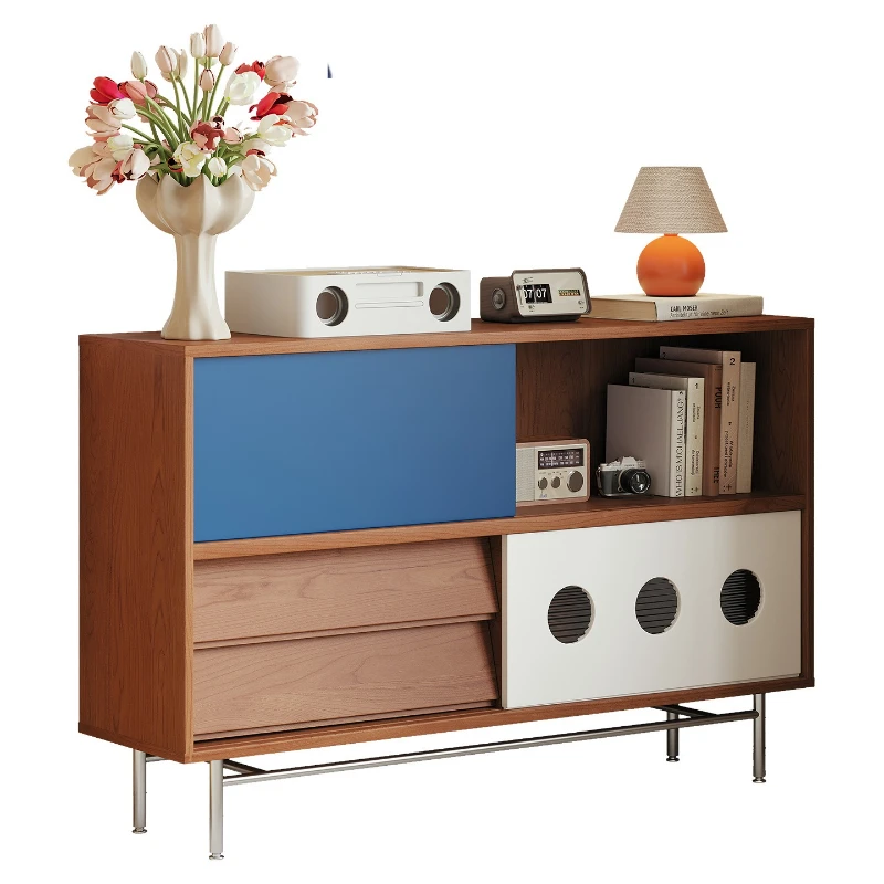 

Solid wood dining side cabinet, antique storage chest cabinet in living room, floor color matching floor cabinet