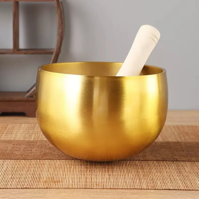 Yellow Brass Meditation Singing Bowls for Religious Spiritual Cultivation Buddhist Temple Supplies for Peace Mind Used Temples