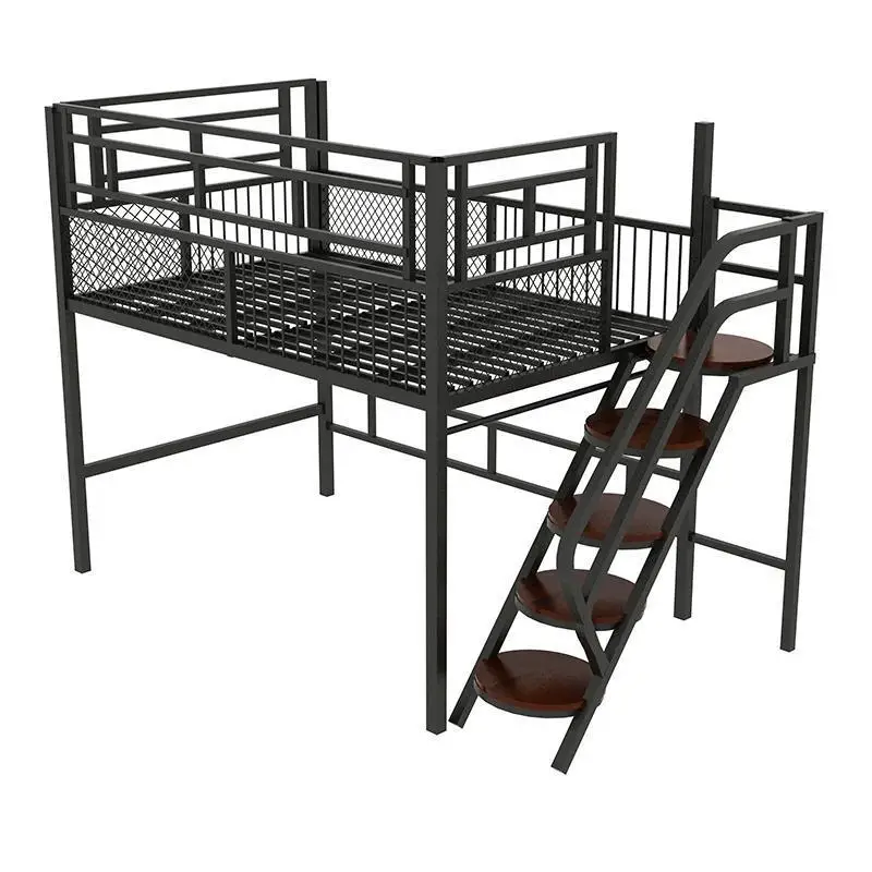

Multifunctional space-saving elevated apartment duplex second floor bed wrought iron upper and lower wrought iron