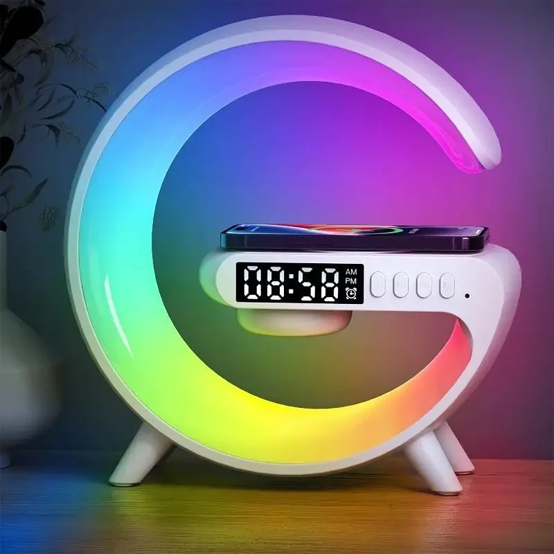 

3-In-1 Bluetooth Speaker Alarm Clock Wireless Charger Led Moon Lamp Music Home Decor Night Table Smart Light Gifts For Gifts
