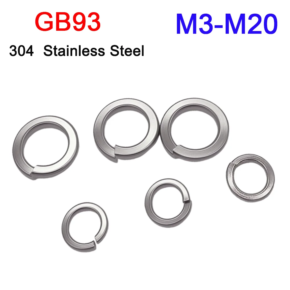 5-200Pcs 304 Stainless Steel GB93 Spring Split Lock Washer Elastic Gasket M3 M4 M5 M6 M8 M10 M12 M14 M16 M18 M20