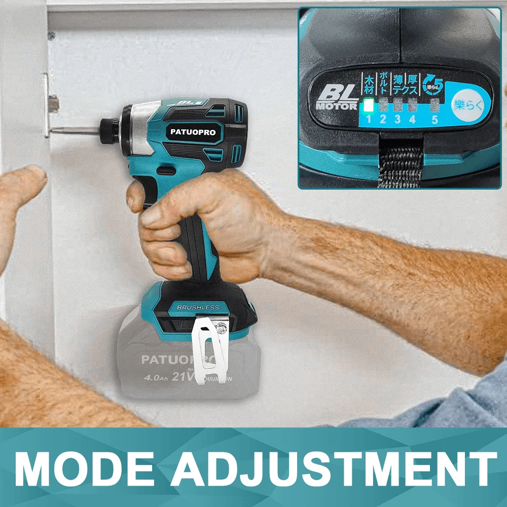 PATUOPRO 1/4 นิ้ว Hex ไขควงไฟฟ้าไร้สาย 5 สปีดสว่านไฟฟ้าไร้สายเครื่องมือไฟฟ้าสําหรับ Makita 18V แบตเตอรี่