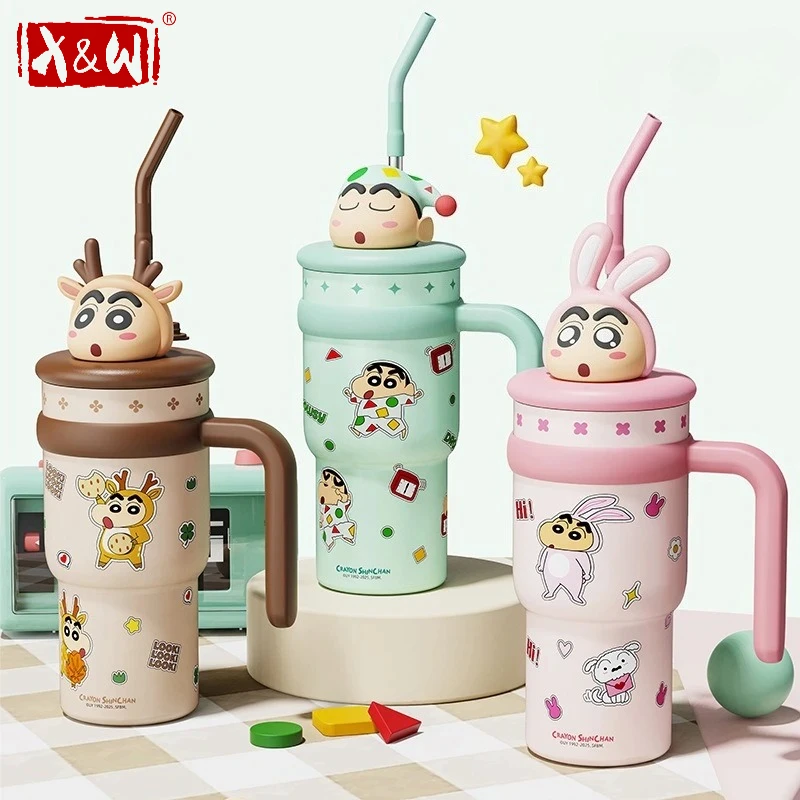 

X&W 700ml for Crayon Shin-chan Insulated Cup Cartoon Stainless Steel Double Drinking Thermos Leak-proof Portable Water Bottles