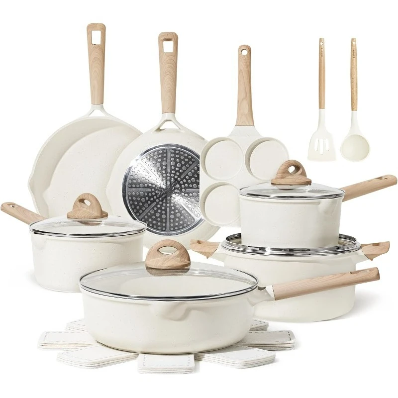 

17-częściowy набор кастрюль и сковород, набор кухонной посуды с антипригарным покрытием, легко чистящаяся кухонная кастрюля и сковородка, набор кастрюль и сковород для приготовления пищи, крема