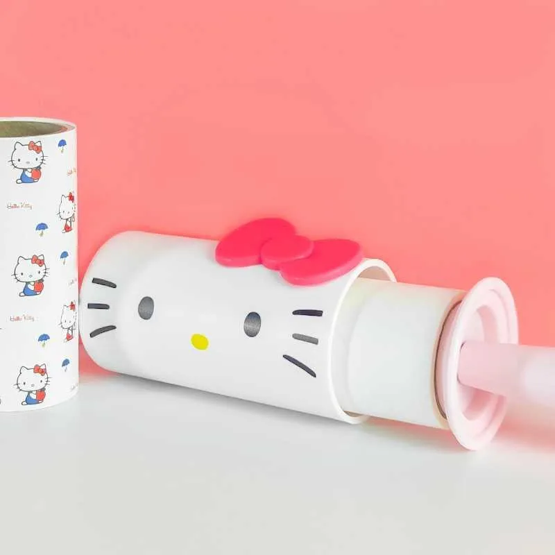 New Sanrio Hello Kitty Kawaii Cartoon Hair Stick Device Roller Rolling Paper Tearable Replace Household Use Convenient Portable view 4