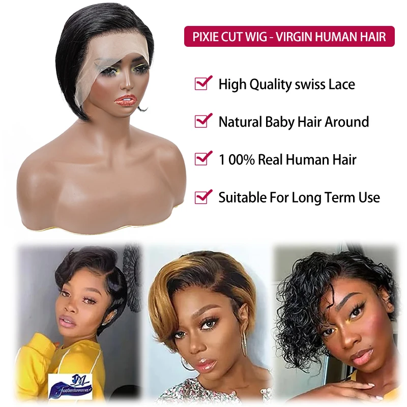 6 Inch 13X4 Kant Pruik Kwaliteit 100% Menselijk Haar Pixie Gemengde Kleur Pruiken Voor Zwarte Vrouwen Pre geplukt Braziliaanse Kant Frontale Pruik