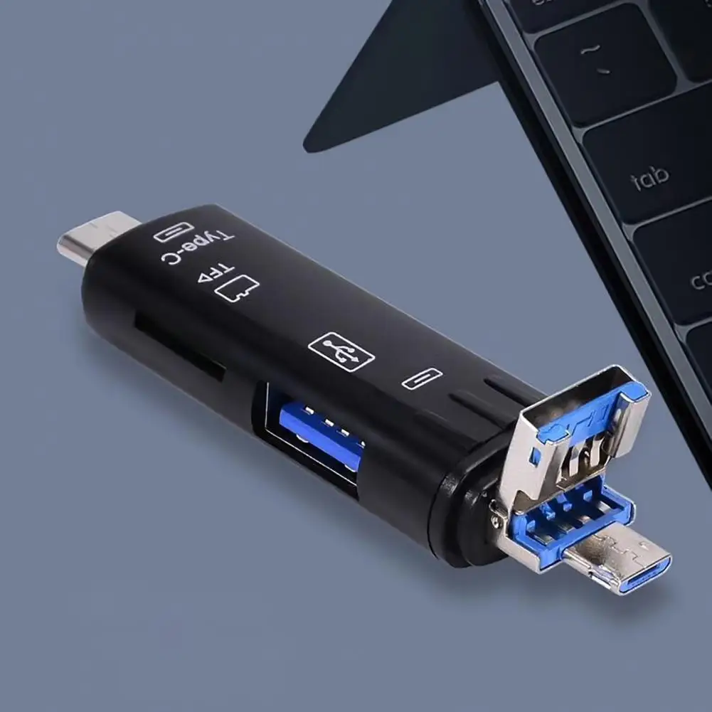 Adaptador de lectura de tarjeta TF OTG Universal de alta velocidad para teléfono Android, cabezales de extensión de computadora, tipo C, MicroUSB y USB 5 en 1