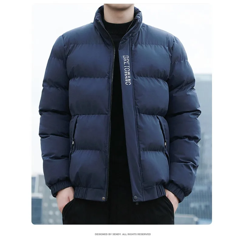 سترة مريحة بياقة واقفة للرجال سترة مبطنة بالقطن للرجال سترة سميكة دافئة معطف كاجوال عصري وعصري