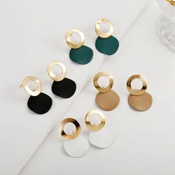 Korean Fashion Geometric Earrings Simple Round Pendant Earrings Irregular Personality Eardrop For Women Ear Ornaments