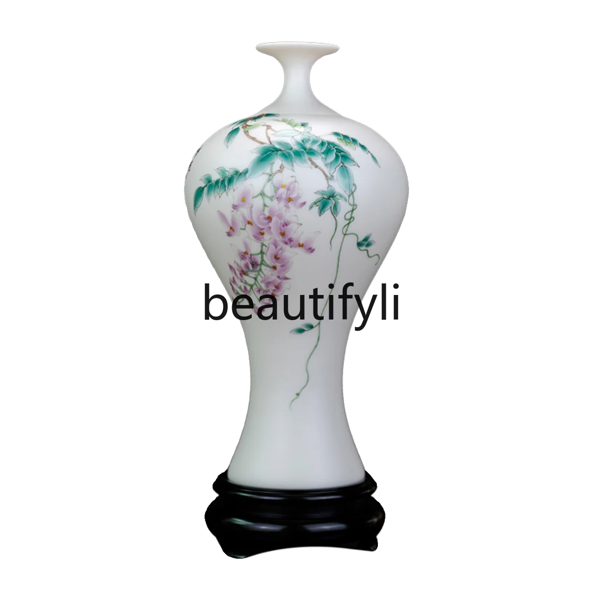 

Suet jade ceramic hand-painted delicate beauty vase vase Chinese living room study ornament flower arrangement home decoration