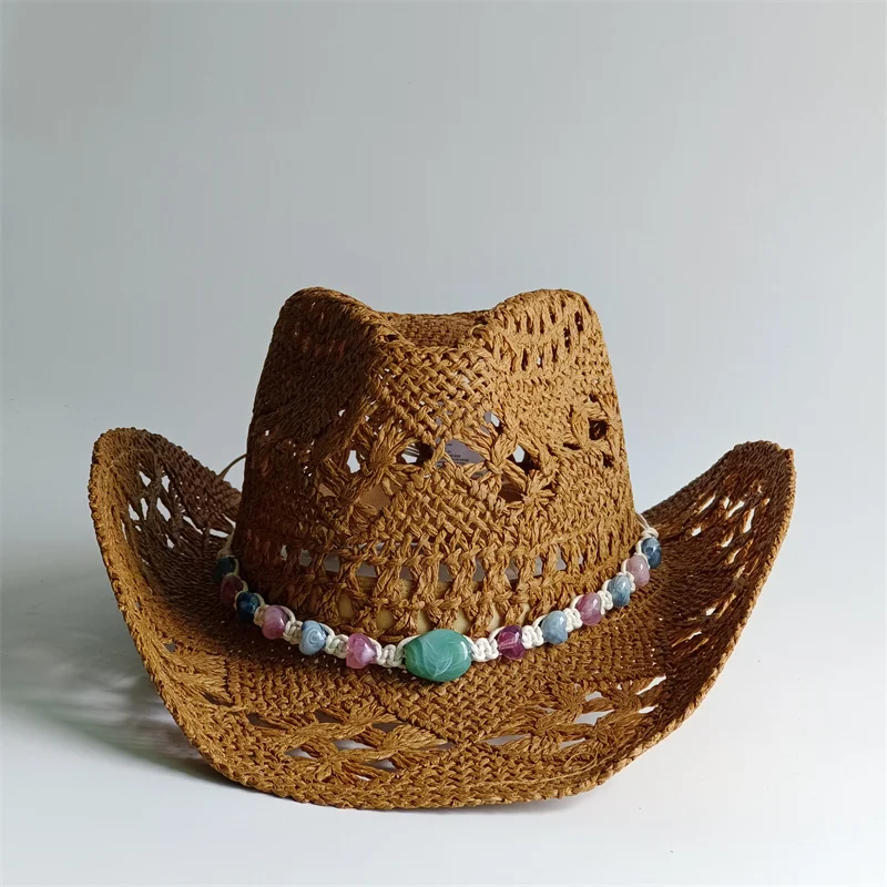 Sombrero de Paja para Mujer, Estilo Vaquero, Nuevo Sombrero de Sol Vaquero Occidental, Sombrero de Caballero de Primavera, Sombrero de Jazz para Hombre, Sombrero de Vaquero de Verano, Sombrero para Hombre