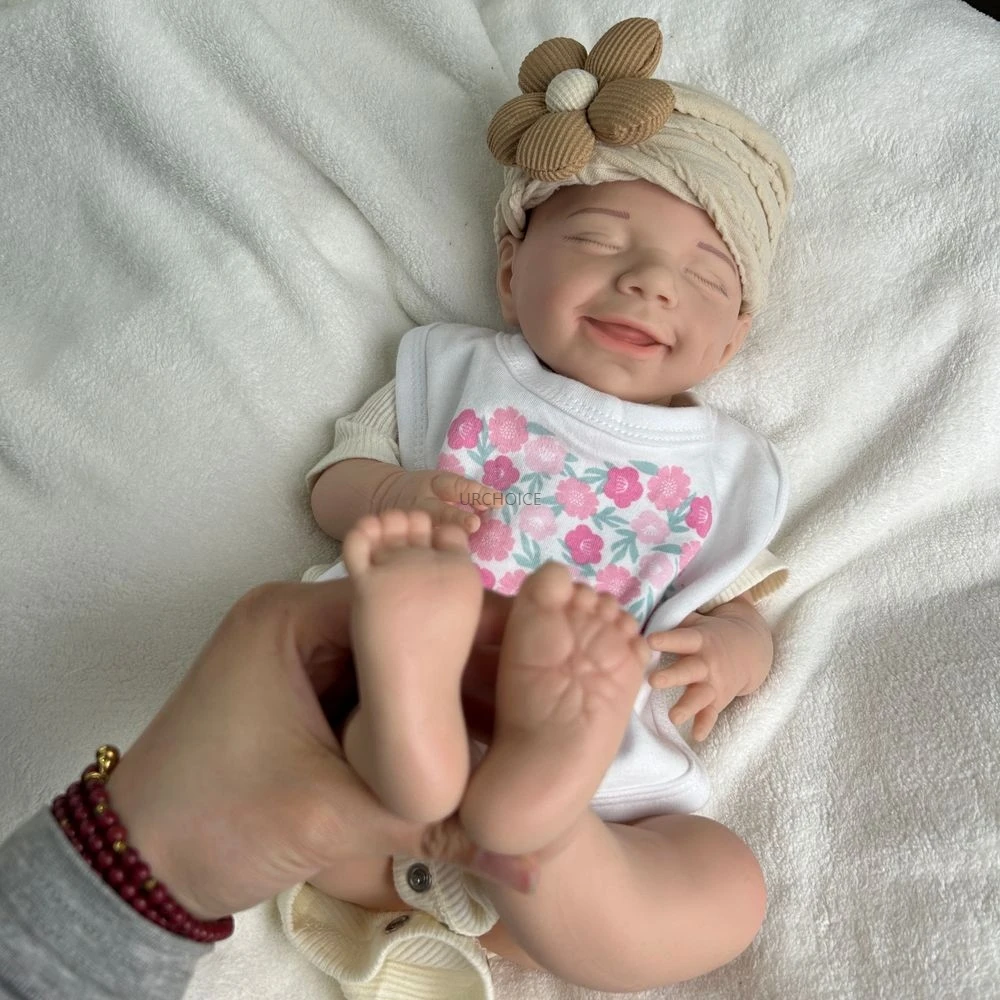 Anxiety Relief 18Inch Silicone Reborn Baby Girl April Soft Washable Doll with Realistic Weight 3D Skin for Elderly Joy Accompany