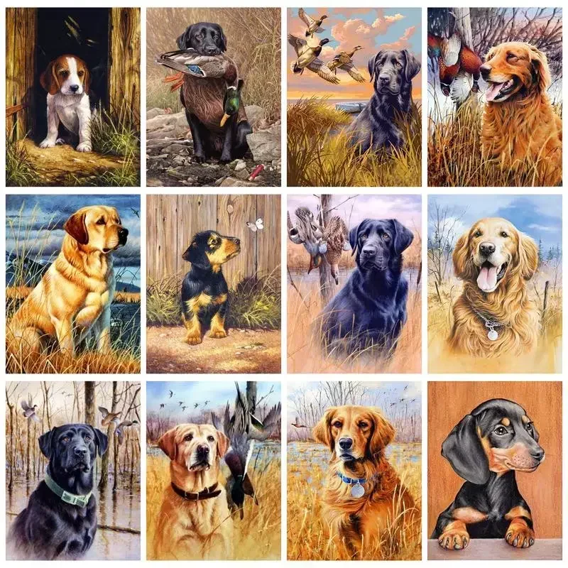 324477 DIY Painting By Numbers Frame Adults Dogs Canvas Painting Handicrafts Acrylic Paints Diy Gift