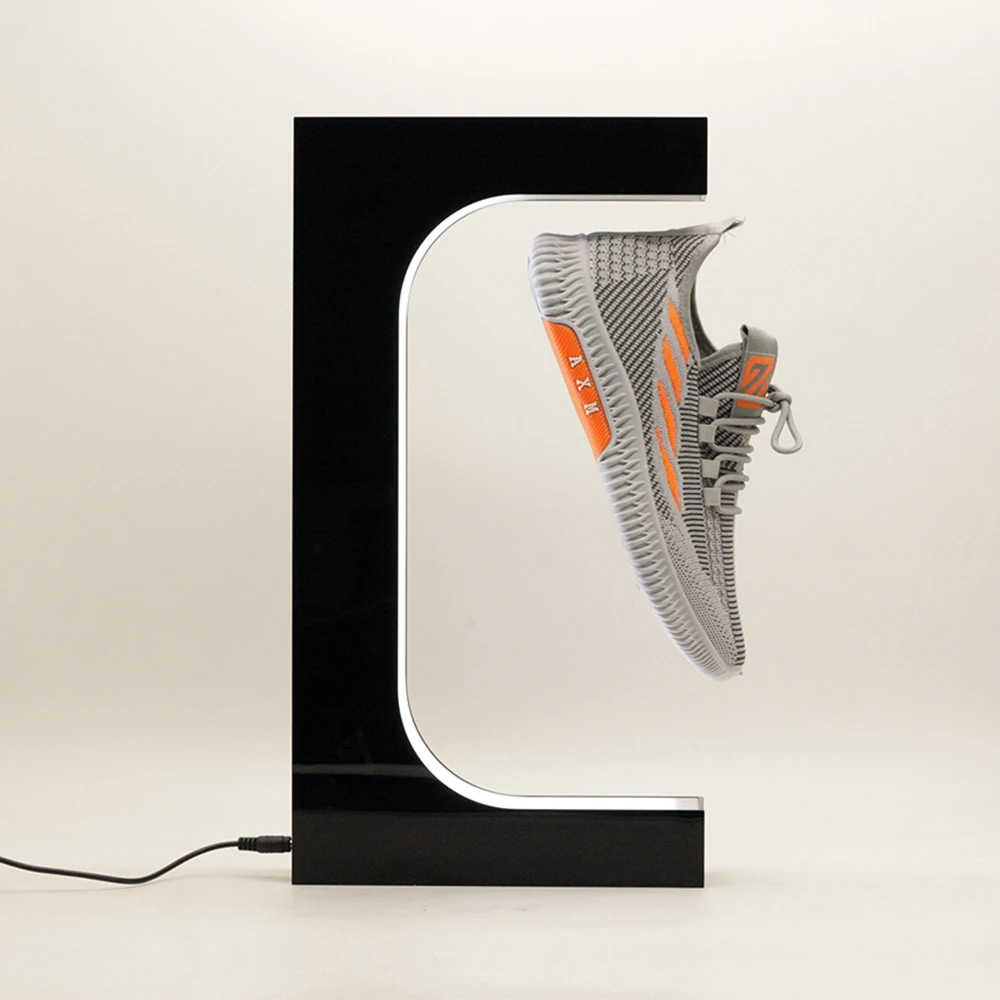 

New Hot Selling Sports Shoes/Hiking Shoes Levitating Shoe Display Magnetic Floating Sneaker Display Stand With LED Light