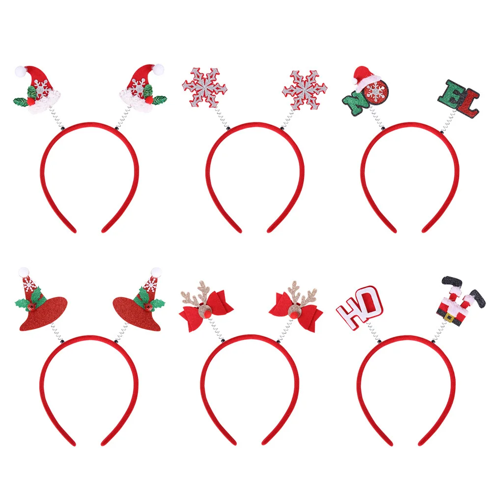 

6Pcs Christmas Hair Hoops Party Headband Lovely Spring Headwear for Xmas Costume Cosplay Accessory Christmas Headdress