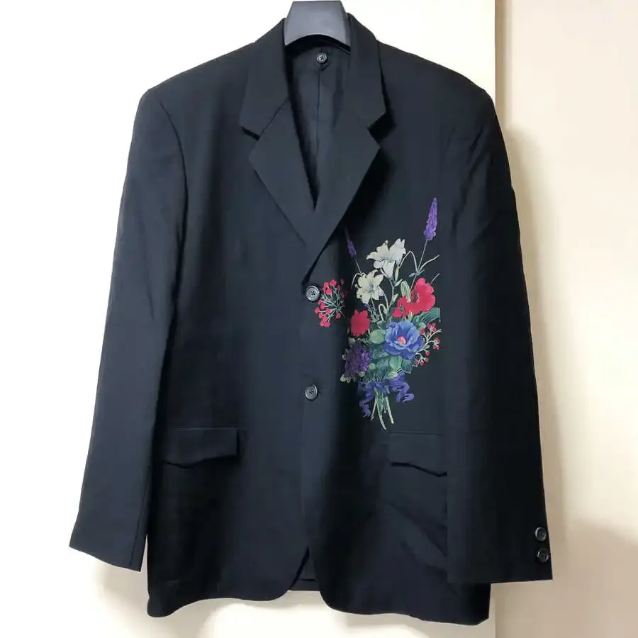 

YOJI OOAK design sense bouquet print asymmetric hand-held flower suit collar single breasted top wool jacket