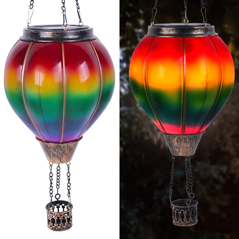 Solar Hot Air Balloon Light Outdoor Colorful Solar Hot Air Balloon Waterproof Hanging Lanterns Holiday Party Decoration