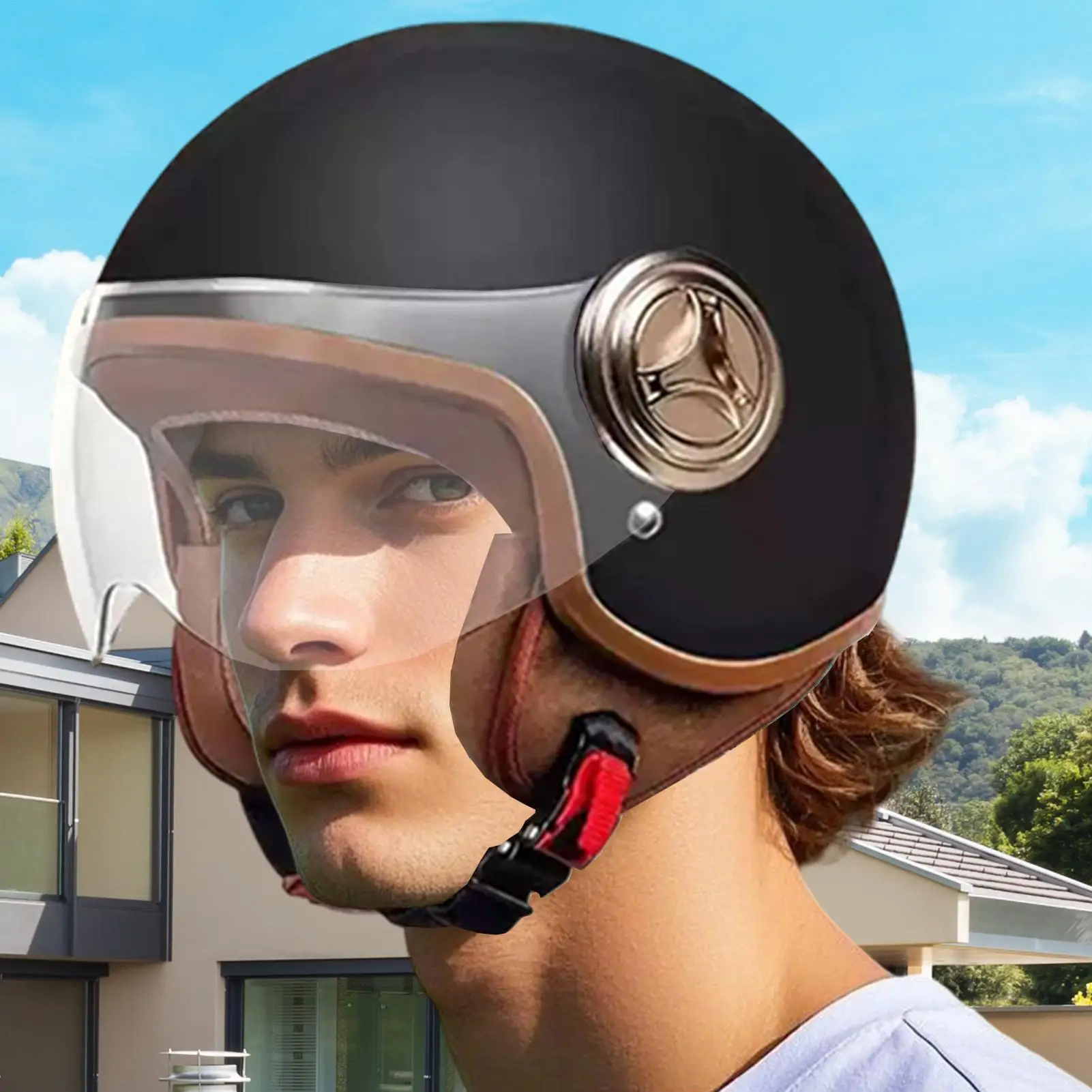 

Scooter Helmet Jet Helmet Moped Helmet Men and Women Skateboarding Supplies for Commuting Racing Riding Road Cycling