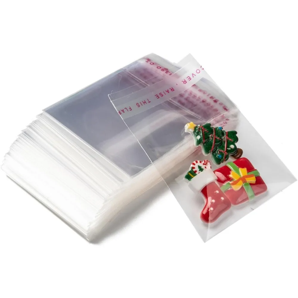 200 шт. 2,75x1,97 дюйма, прозрачные закрывающиеся целлофановые пакеты OPP, самоклеящиеся герметичные пакеты, прямоугольная подарочная упаковка