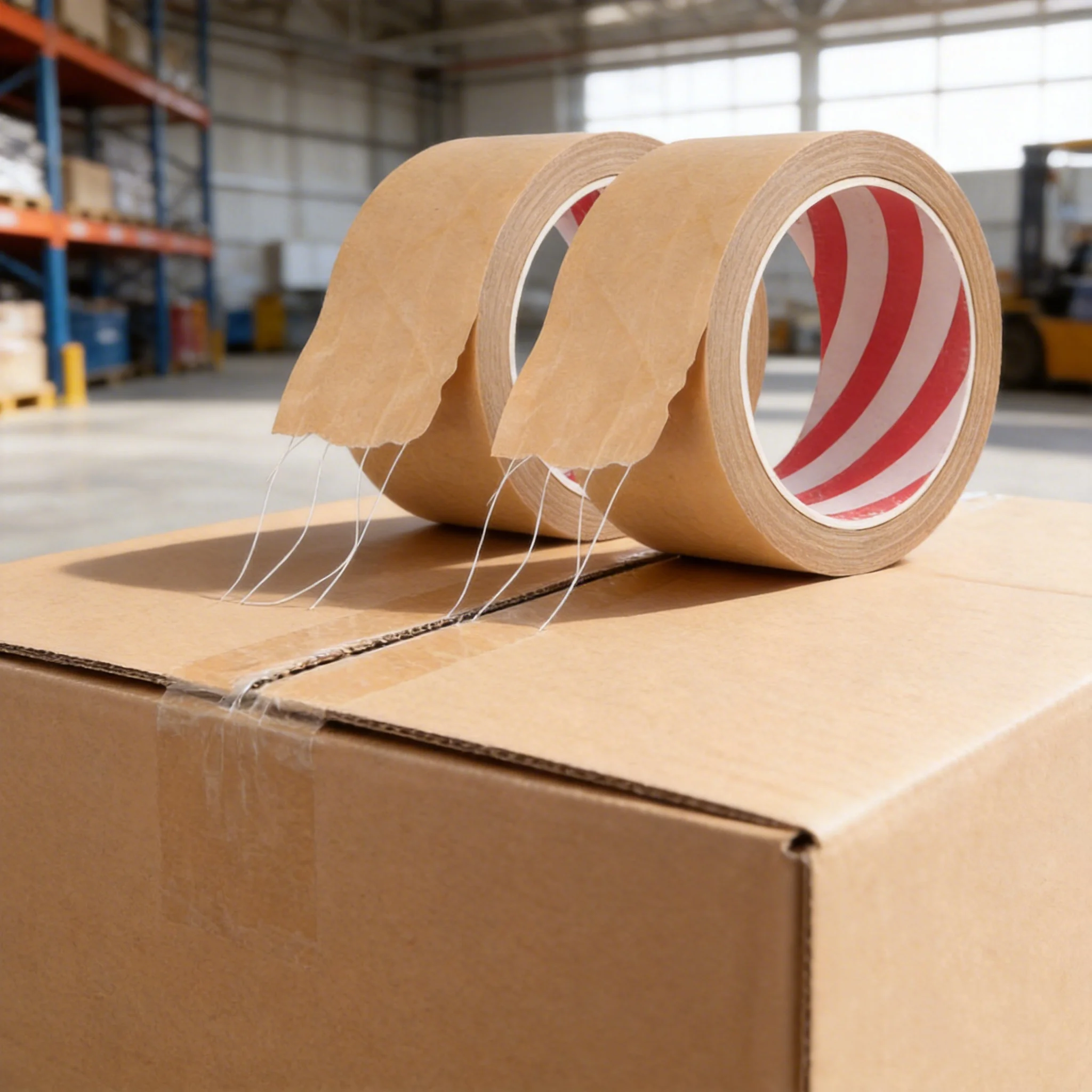 5 Rolls Self Adhesive Reinforced Kraft Tape 50mm x 50m High Tensile Strength Paper Tape for Box Sealing Packing Shipping