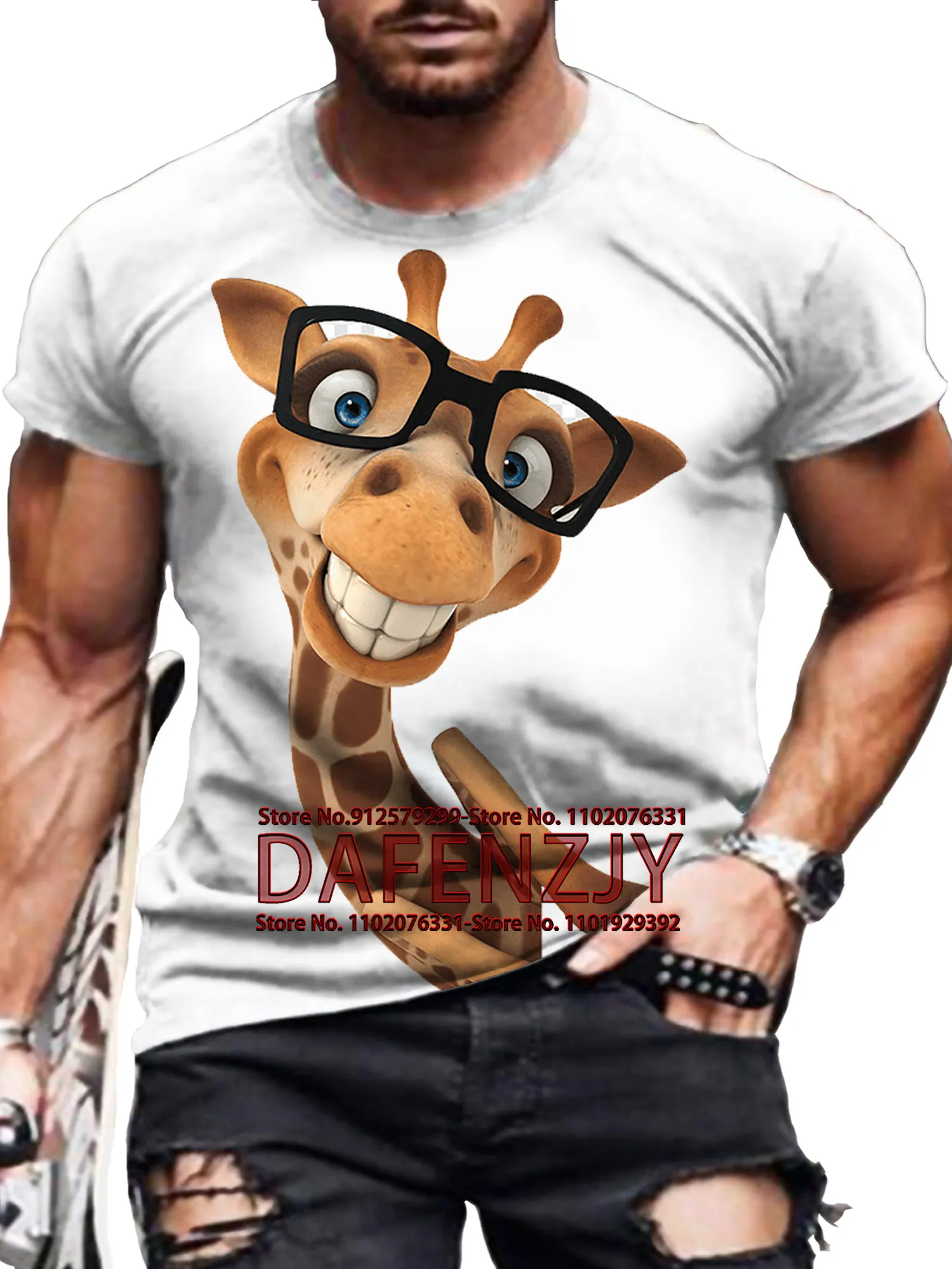 

Men's T-Shirt 3D Giraffe Print Tees Tops Summer Casual Animal Pattern Streetwear New Fashion Street Men Clothing