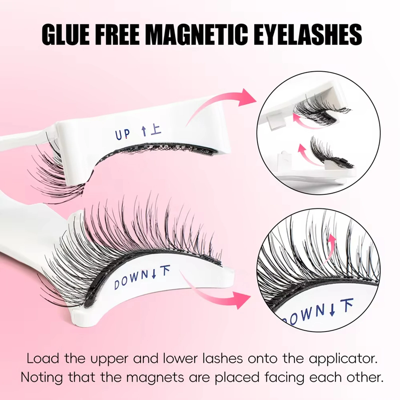 2 Pairs  Quantum Magnetic Eyelashes Soft Magnet Lashes Glue-free false Eyelashes with Special Tweezers